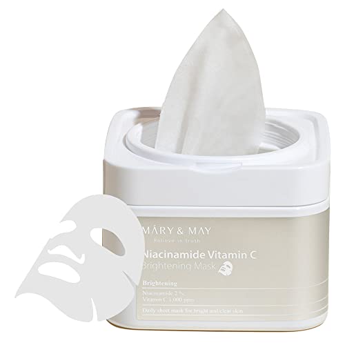 Mary&May Niacinamide Vitamin C Mask 30ea | Quick dispenser type 30 sheet, VitaminC, Korean Facial Mask, marynmay