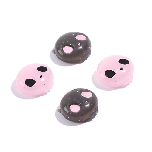 GeekShare Cute Silicone Joycon Thumb Grip Caps, Halloween Joystick Cover Compatible with Nintendo Switch/OLED/Switch Lite,4PCS - Pink Skull (Glitter Pink & Black)
