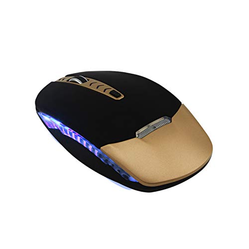 Bluetooth Wireless Mouse,Dual Mode Bluetooth 4.0 Mouse 2.4G Optical Mouse with USB Receiver,Rechargeable 4 Adjustable 1600 DPI for Small Hand,PC, Laptop, Windows, Android, OS System(Black and Gold)