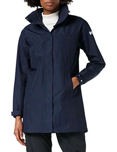 Helly Hansen Women's Aden Waterproof Breathable Hooded Long Rain Jacket, 597 Navy, Medium