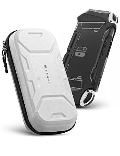 Mumba Carrying Case for Nintendo Switch (Compatible with OLED), [Plus Version] Portable Protective Travel Carry handbag Pouch for Blade/Battle Case [Large Capacity] (White)