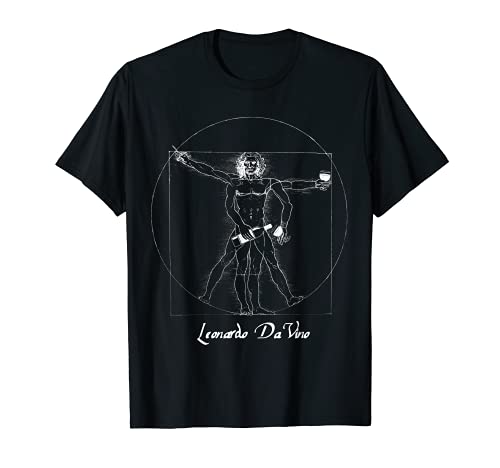 Vitruvian Man Leonardo Da Vinci Drinking | Funny T Shirt T-Shirt