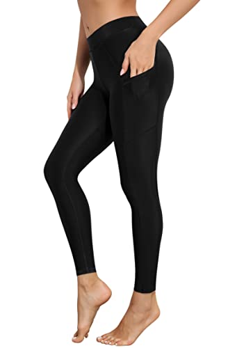 ATTRACO Swimming Pants for Women High Waisted Swim Leggings Swim Pants Black L