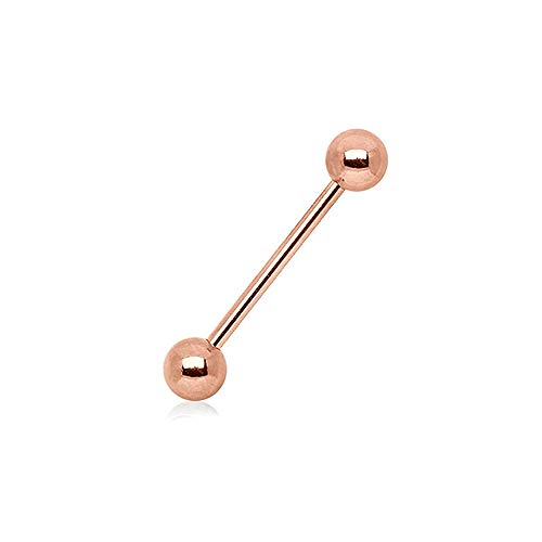 BodyJewelryOnline Tongue Ring Barbell 14G Surgical Steel with Rose Gold Ion Plating