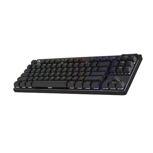 Logitech G PRO X TKL LIGHTSPEED Wireless Gaming Keyboard, Ultra-Portable Tenkeyless Design, LIGHTSYNC RGB, PBT keycaps, Clicky Switches (GX Blue) - Black