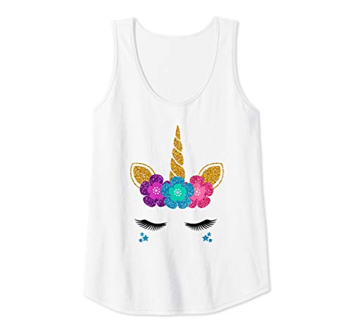 Womens Unicorn Face Halloween Costume Idea And Birthday Outfit Tank Top