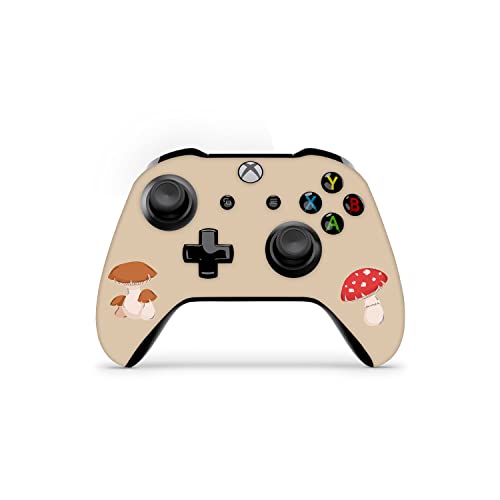 ZOOMHITSKINS Controller Skin Compatible with Xbox One S and Xbox One X, 3M Vinyl Sticker Technology, Mushroom Red Vintage Fall Brown Beige Forrest, Durable, 1 Skin, Made in The USA