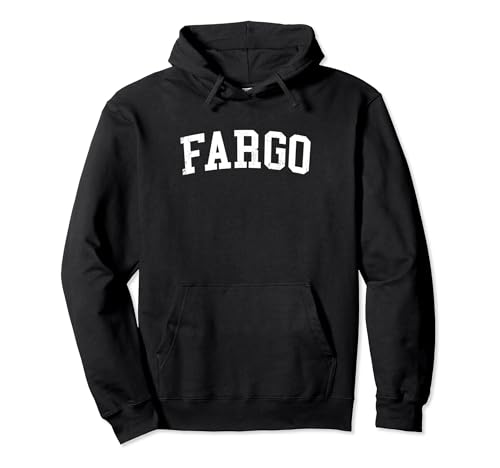 Vintage Fargo ND Distressed White Varsity Style Pullover Hoodie