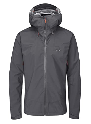 RAB Men's Downpour Plus 2.0 Waterproof Breathable Jacket for Hiking & Climbing - Graphene - Large
