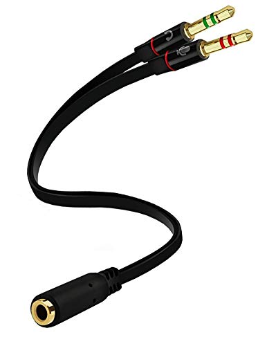 D & K Exclusives Headphone Splitter for Computer 3.5mm Female to 2 Dual 3.5mm Male Mic Audio Y Splitter Cable Smartphone Headset to PC Adapter