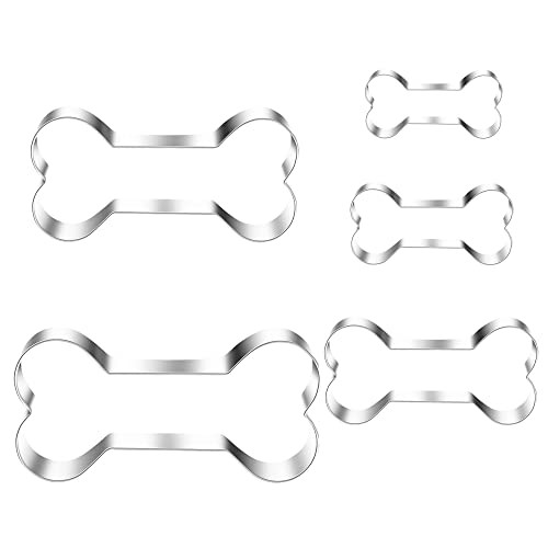 MrCookie 5pcs Dog Bone Cookie Cutters Set, Stainless Steel Sandwiches Cutter Shapes Biscuit Mold Cookie Cutter for Kids, Sturdy Cutters for Cookies, Sandwiches, Biscuits