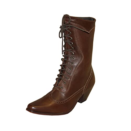 Abilene Women's Rawhide by 8' Victorian Lace Up Boot Snip Toe Brown 7 M