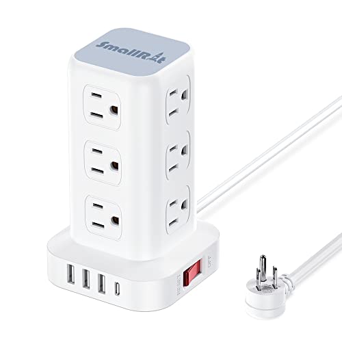 Tower Surge Protector Power Strip with 12 Outlets 4 USB (1 USB C), 6.5Feet Extension Cord with Multiple Outlets, Charging Station, Power Strip Tower, Office Desk Supplies