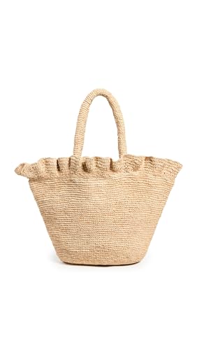 Loeffler Randall Women's Cyrus Raffia Woven Tote with Ruffle, Natural, Tan, One Size