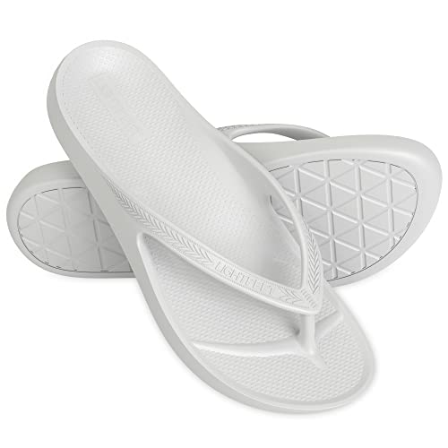 LightFeet Arch support Sandals | Beach Sandals | White | Unisex Flip Flops for Beach