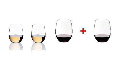 Riedel O Wine Tumbler Cabernet/Merlot and Viognier/Chardonnay, Set of 4, Clear -