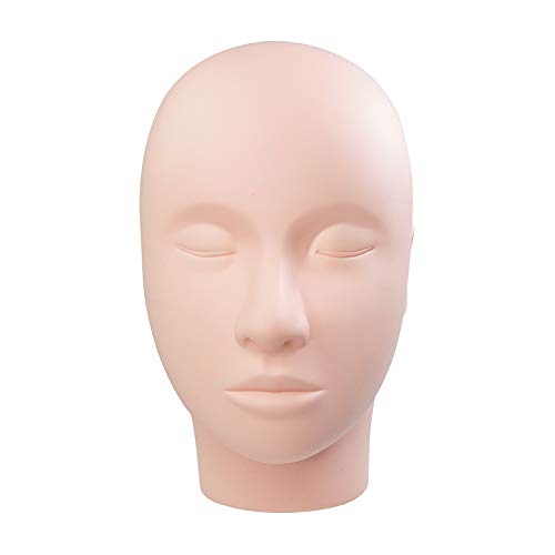 LASHVIEW Lash Mannequin Head, Practice Training Head,for Make Up and Lash Extention,Cosmetology Doll Face Head,Soft-Touch Rubber Practice Head,Easy to Clean by Skincare Essential Oil.