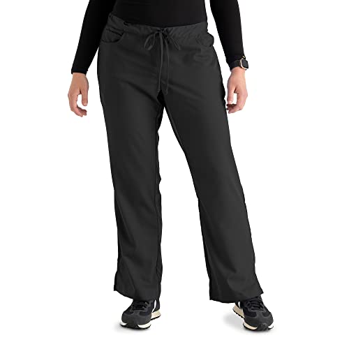 Grey's Anatomy Women's Junior-Fit Five-Pocket Drawstring Scrub Pant - Large Petite - Black