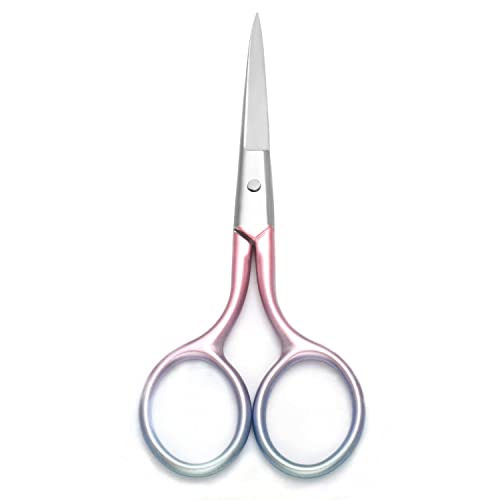 Motanar Multicolor Professional Grooming Scissors for Personal Care Facial Hair Removal and Ear Nose Eyebrow Trimming Stainless Steel Fine Straight Tip Scissors 3.9 Inch (Pink)