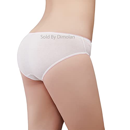 Husviuxin Women’s Disposable Underwear for Travel-Hospital Stays- 100% Cotton Panties White(10pk) (Small 34-38 inch Hips)