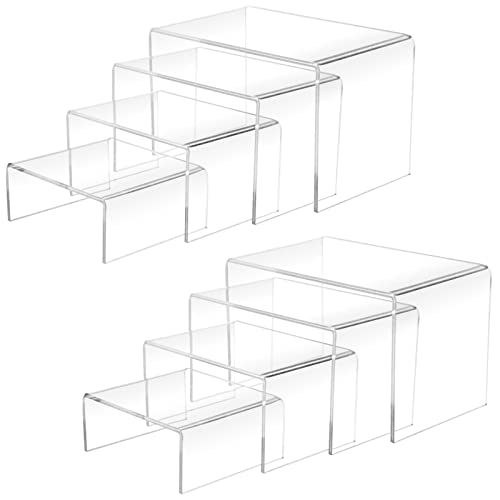 8Pcs Acrylic Display Risers(6',5',4'3') Clear Product Stand,Cupcakes Holder Dessert Display Transparent Showcase Stands, Candy Bar Risers, Acrylic Lifts Display for Figures