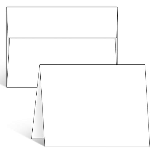 Blank White Cards and Envelopes 100 Pack, Ohuhu 5 x 7 Heavyweight Folded Cardstock and A7 Envelopes for DIY Christmas Greeting Cards, Wedding, Birthday, Invitations, Thank You Cards & All Occasion