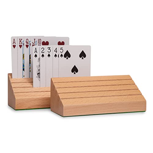 Black long Di fang Standard size solid beech playing card holder/holder-2 piece set-card storage