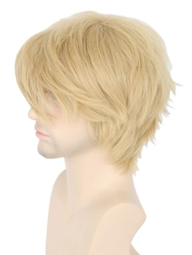 Topcosplay Unisex Adults or Kids Wig Dirty Blonde Short Layered Fluffy Cosplay Halloween Costume Wigs