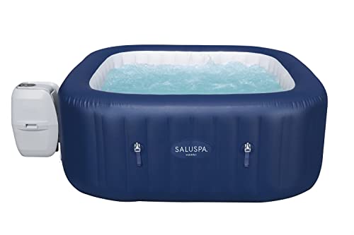 Bestway SaluSpa Hawaii AirJet 2 to 6 Person Square Inflatable Hot Tub Portable Outdoor Spa with 140 Soothing AirJetsr, Blue
