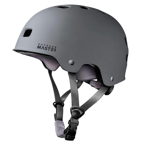 OutdoorMaster Skateboard Cycling Helmet - Two Removable Liners Ventilation Multi-Sport Scooter Roller Skate Inline Skating Rollerblading for Kids, Youth & Adults - XL - Grey