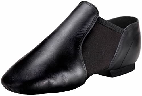 Linodes Leather Jazz Shoe Slip On for Girls and Boys (Toddler/Little Kid/Big Kid) Black 5.5M Big Kid