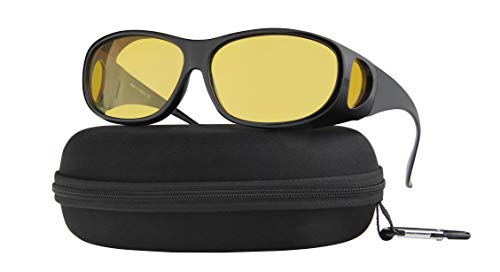 Night Driving Glasses Anti Glare Polarized Night Vision Yellow Tint Night Driving Glare Reducing Fit Over Driving Sunglasses Men and Women