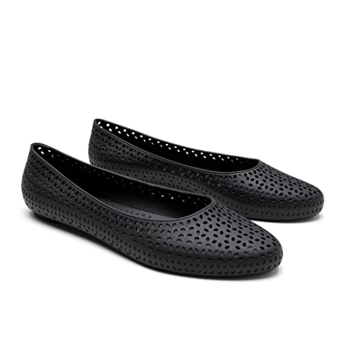 OKABASHI Women's Samantha Ballet Flat (Black, 7) | Daily Slip-on Shoes w/Arch Support | Helps Relieve Foot Soreness & Pain | Sustainably Made in The USA