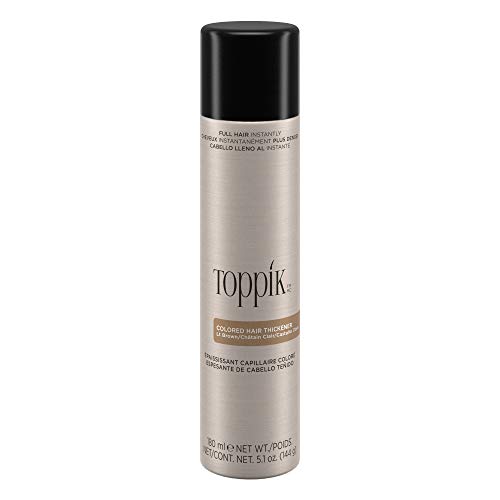 Toppik Colored Hair Thickener, Light Brown, Volumizing Root Touch Up Concealer Hair Color Spray, Colored Spray for Root Touch Up, Cover Up, Hair Thickening, Hair Building Fiber Spray, 5.1oz Spray