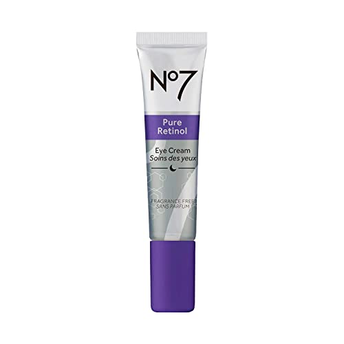 No7 Pure Retinol Eye Cream - 0.5% Retinol Eye Cream for Fine Lines and Wrinkles - Collagen Peptides + Shea Butter Moisturize & Lift Skin - Fragrance-Free Anti-Aging Eye Cream (0.5 oz)