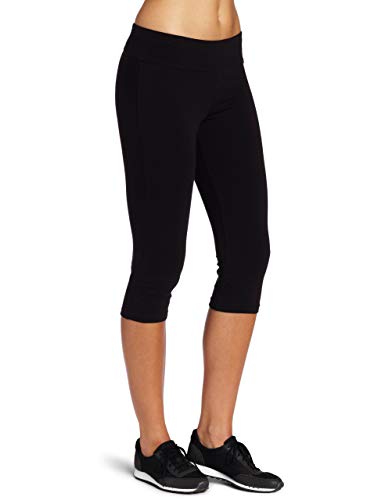Spalding Women's Essential Capri Legging | Comfortable 4-Way Stretch Athletic Pants | Mid-Waist Black | Medium