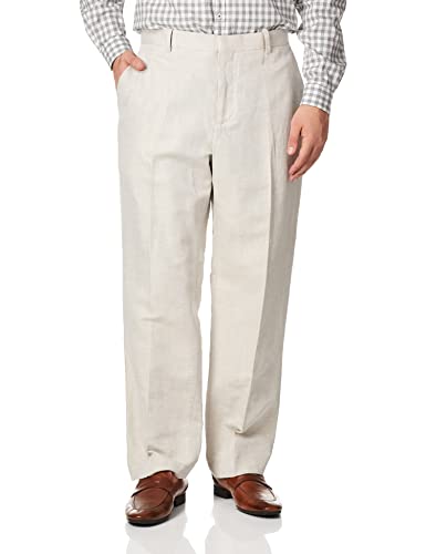 Perry Ellis Portfolio Men's Essentials Linen Dress Pant, Modern Fit, Solid Twill, Lightweight (Waist Size 29 - 42), Natural Linen, 36W x 34L