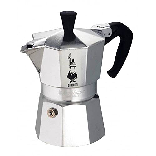 Bialetti - Moka Express: Iconic Stovetop Espresso Maker, Makes Real Italian Coffee, Moka Pot 1 Cup (2 Oz - 60 Ml), Aluminium, Silver