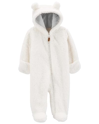 Carter's 0-9 Months Hooded Sherpa Bunting Pram (White Sherpa, 9 Months)
