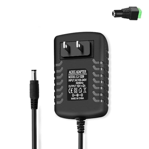 DC 12 Volt 2 Amp Power Supply 24W 12Volt 2Amp AC Adapter 100-240V 50-60Hz to DC 12V 2A Power Adapter with 5.5mm x 2.5mm DC Plug Connectivity for LED Strip Light Routers CCTV Camera etc.