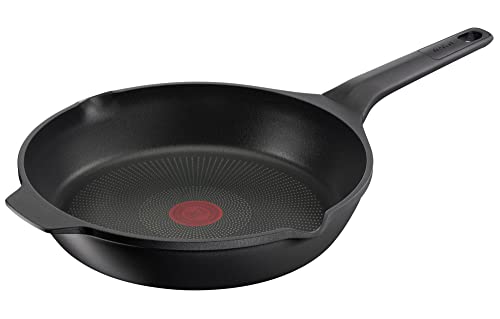 Tefal Robusto E24906 Die-Cast Aluminium Frying Pan 28 cm Easy Cleaning Non-Stick Coating Thermal Signal Temperature Indicator Dishwasher Safe Induction Suitable Black