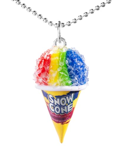 Tiny Hands Jewelry Women's Scented Pendant Necklace with 18' Silver Ball Chain, Sweet Food Shaped Colorful Pendant (Snow Cone)