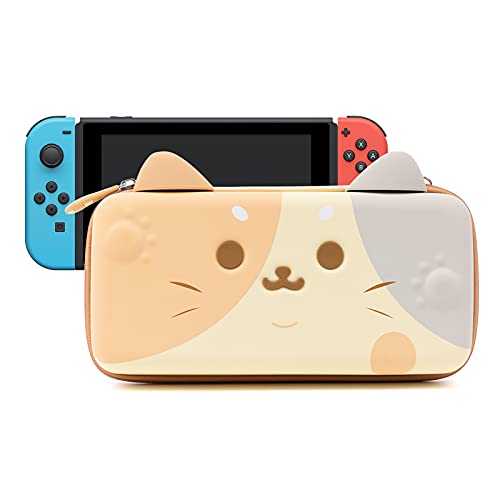 GeekShare Cat Ears Carry Case Compatible with Nintendo Switch OLED - Portable Hardshell Slim Travel Carrying Case fit Switch Console & Game Accessories (Multicolor, Large)