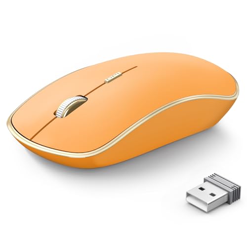 J JOYACCESS 2.4G Wireless Mouse Soft Click, Silent Travel Wireless Mouse for Laptop, 3200 DPI, 5 Adjustment Levels, Computer Mouse Wireless for Chromebook, Mac, PC, Notebook - Orange