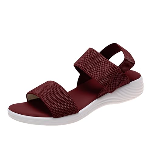 JEUROT Comfortable Sandals for Women Open Toe Slip On Dressy Flats Sandals Summer Casual Elastic Slingback Strap Flat Shoes