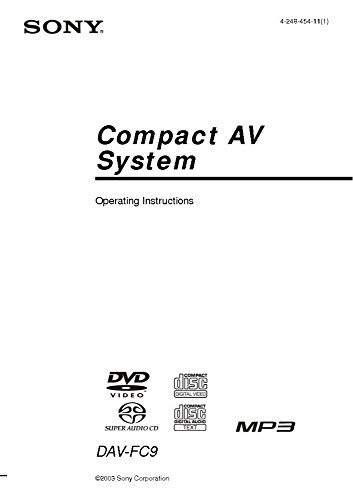 Instruction Manual for Sony DAV-FC9 Home Theater System Owners Instruction Manual Reprint