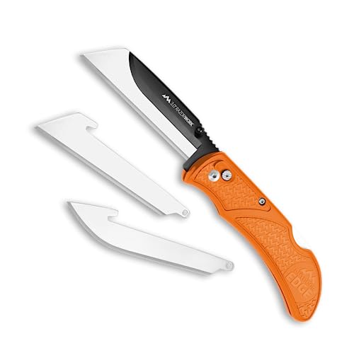 Outdoor Edge 3.0' RAZOR-WORK - RazorSafe Replaceable Blade Folding Utility Knife with Pocket Clip, 3X Cutting Edge, Shaving Sharp (Orange, 3 Blades)