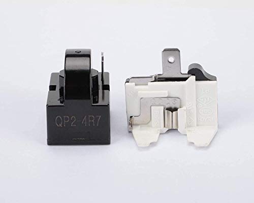 1Pcs QP2-4R7 1Pin 4.7 Ohm PTC Refrigerator Starter/Start Relay for Vissani Danby Compressor Relay and 1Pcs Refrigerator Overload Protector 1/2HP（2 Pieces in Total)