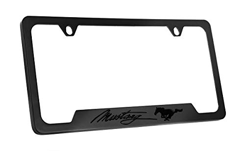 License Frame Inc. Ford Mustang Blacked Out Style Metal License Plate Frame 2 Hole