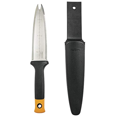 Fiskars Hori Hori Knife - Heavy Duty Gardening Hand Tool with Hang Hole - Lawn and Yard Tools - Black/Orange